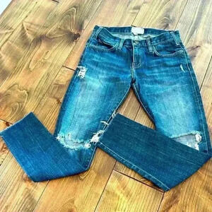 Current/Elliott Distressed straight leg jeans